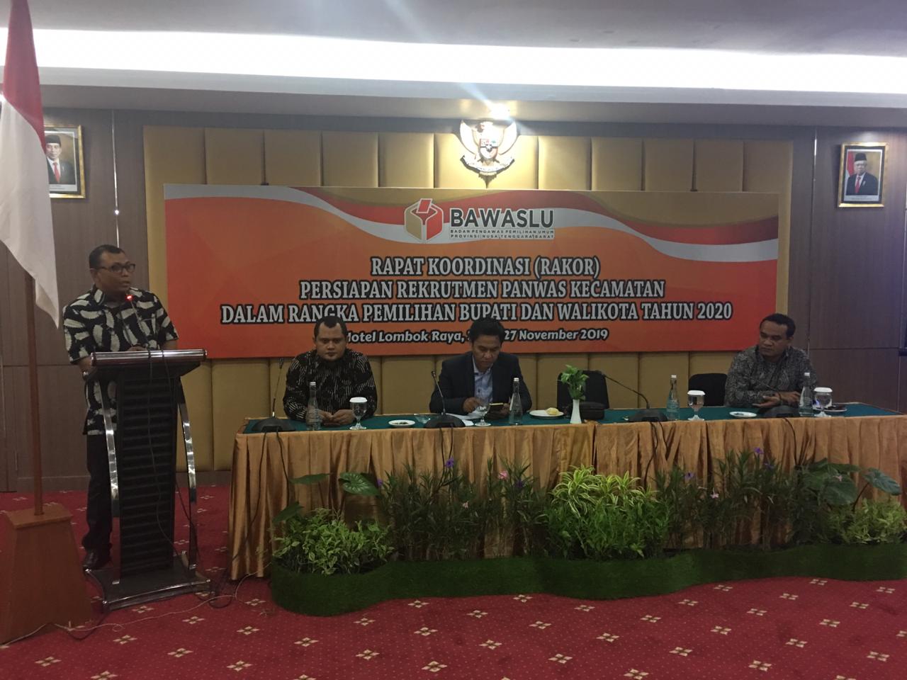 Rakor Persiapan Rekrutman Panwas Kecamatan Dalam Rangka Pemilihan Bupati dan Wali Kota Tahun 2020