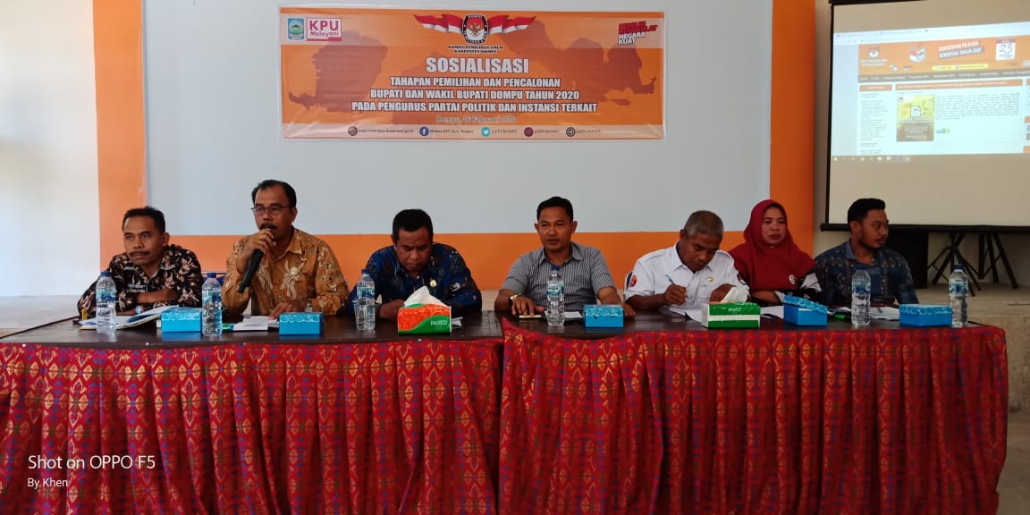 Ketua Bawaslu Kab. Dompu menghadiri Soalisasisi Tata Cara  Pencalonan Pemilihan Bupati dan Wakil Bupati Kab. Dompu Tahun 2020.