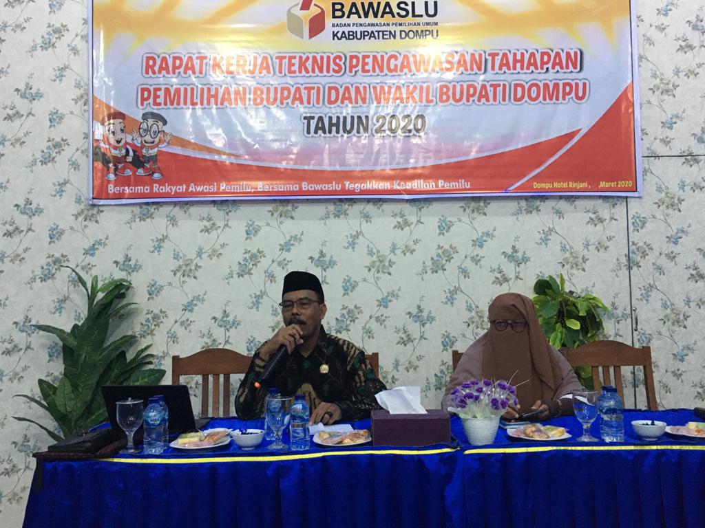 Pencalonan Jalur Perseorangan Bawaslu Kab. Dompu adakan Rakernis Pengawasan Pilkada Tahun 2020.