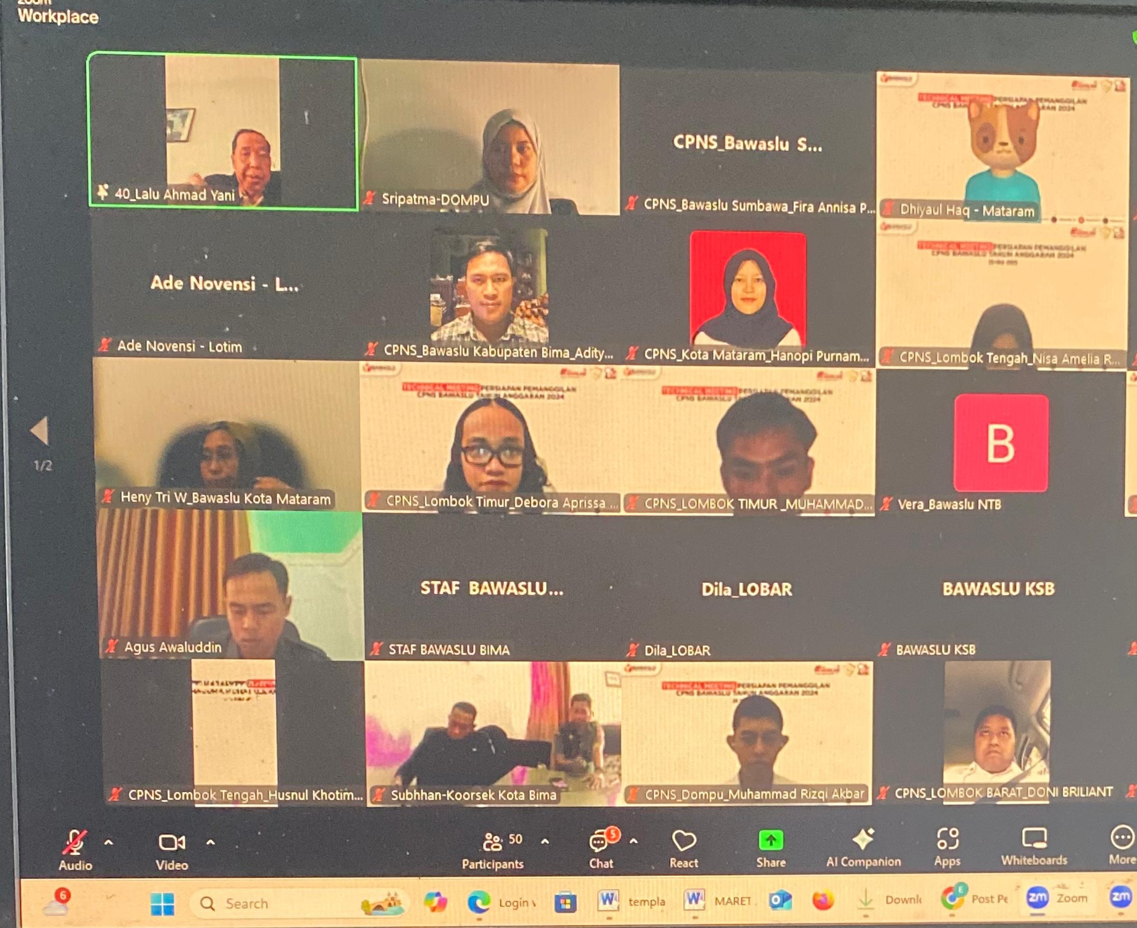 Bawaslu Dompu Hadiri Rapat Technical Meeting Pra Pemanggilan CPNS Tahun Anggaran 2024