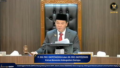 DKPP Rehabilitasi Nama Baik Almarhumah Swastari, Ketua Bawaslu Kabupaten Dompu