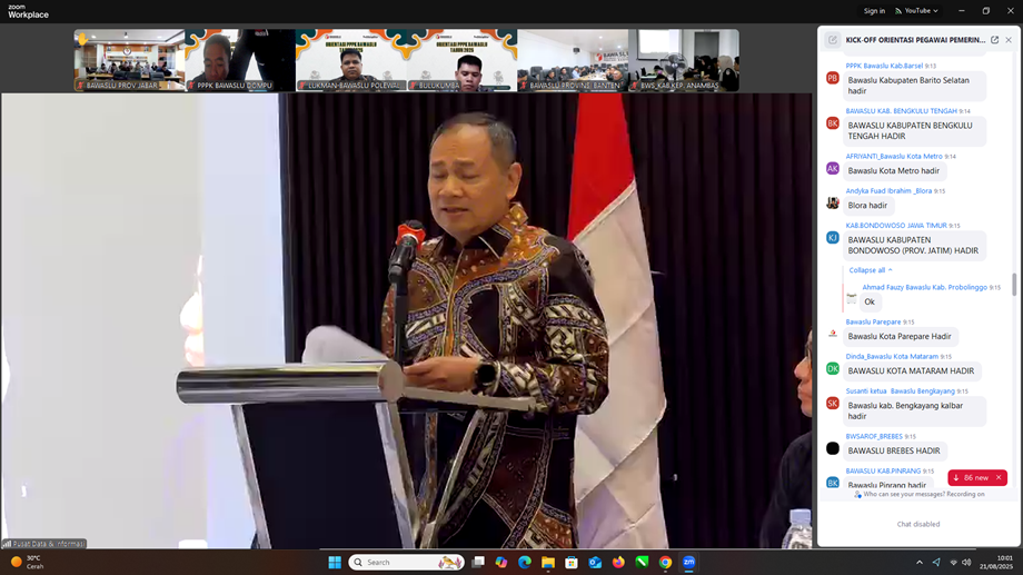 Plt. Kepala Sekretariat Bawaslu Dompu Hadiri Kick Off Orientasi PPPK Bawaslu 2025 Secara Daring