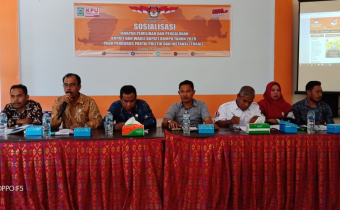 Ketua Bawaslu Kab. Dompu menghadiri Soalisasisi Tata Cara  Pencalonan Pemilihan Bupati dan Wakil Bupati Kab. Dompu Tahun 2020.