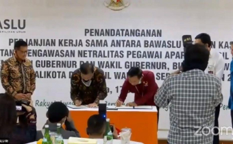 Penandatanganan Perjanjian Kerja Sama Antara Bawaslu dan KASN Dalam Pengawasan Netralitas ASN Pada Pilkada 2020