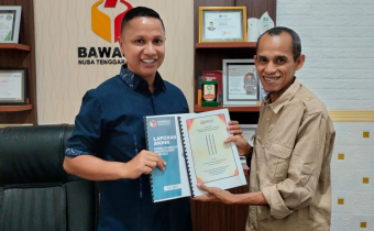 Wahyudin Serahkan Laporan Akhir Pencegahan, Parmas dan Humas Bawaslu Dompu