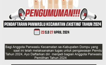 Pengumuman Pendaftaran Panwaslu Kecamatan Existing Tahun 2024